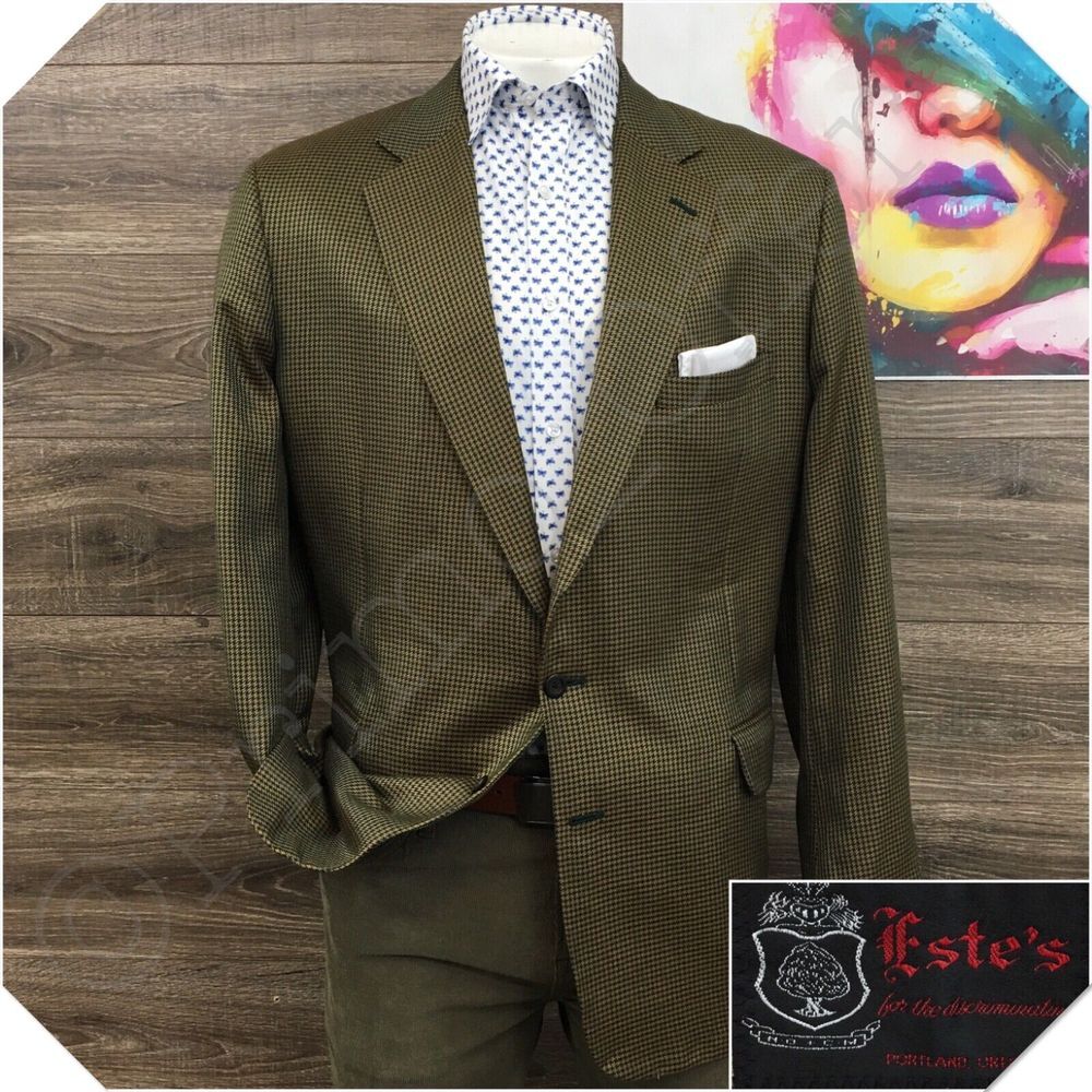 Olive Houndstooth Sport Coat Blazer